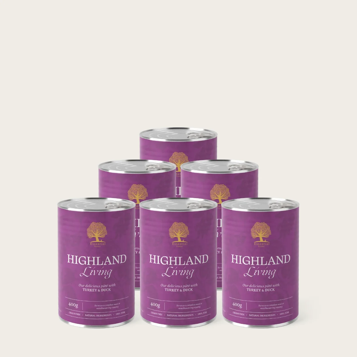 Essential Highland Living Pastete // Nassfutter mit Pute und Ente (6 x 400 g) – Bild 2